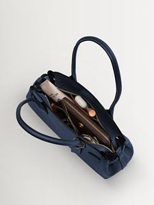 Sac à bandoulière en cuir pleine fleur bleu marine pour femme, sac de travail, grand sac fourre-tout, fermeture éclair, luxe, affaires, mode, femme - Product Image 5