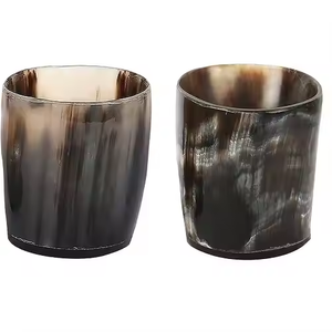 Verre Viking en corne de buffle et chope à bière blanche Verre à corne à boire avec corne polie à la main avec ch par artisanat en croissant - Product Image 2