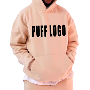 Sweat à capuche unisexe personnalisé, grande taille, en molleton polyester/coton, écologique, respirant, imprimé en relief, thermique, couleur unie, automne - Product Image 2