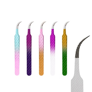 Pince à épiler japonaise en acier inoxydable pour extension de faux cils, outils professionnels de greffe de cils avec pointe en fibre de logo personnalisé - Product Image 3