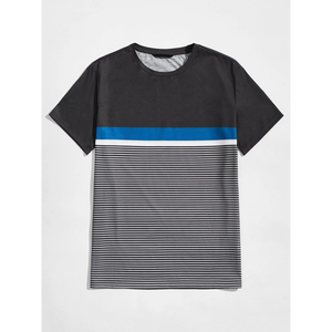 Camiseta de cuello redondo a rayas para hombre Camiseta personalizada de alta calidad para hombre - Product Image 5