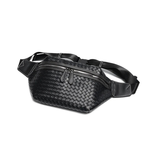 Sac de poitrine minimaliste en cuir véritable, sac à bandoulière, fermeture à glissière, imperméable, usage quotidien, toutes saisons, pour homme - Product Image 3