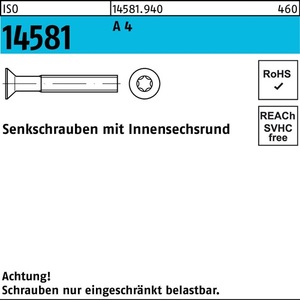 Countersunk <b>Screw</b> ISO 14581 ISR M8x45 T45 A4 100 Pieces Pack - Product Image 1