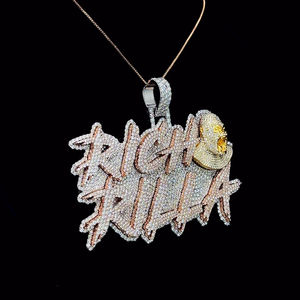 Colgante Personalizado de Hip Hop, Plata de Ley 925, con Diamantes Moissanite VVS que Pasan la Prueba, Colgante con Nombre de Letra - Product Image 3