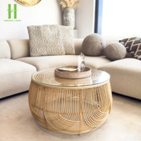 Table basse en rotin artisanale du Vietnam, durable, écologique, tressage naturel moderne, facile à nettoyer, décoration intérieure confortable, fonctionnelle pour le salon