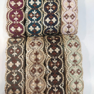 Wholesale Floral Embroidered Vintage Ethnic Style Tulle Lace Trimming Border Colorful Mesh Embroidery Lace Trim - Product Image 1