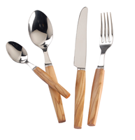 Fourchette à dessert en acier inoxydable de qualité supérieure Couverts Cuillère manche en bois Lucky Design Cuillère Fourchette Ensemble avec emballage gratuit
