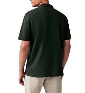 Camisetas de polo informales para hombre, 100% algodón, tinte rápido, manga corta, logotipo personalizado, patrón sólido antiarrugas, Color verde oliva - Product Image 2