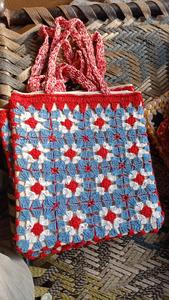Custom Made Multi Colored Cotton Macrame Crochet Floral Pattern Shopping Bag for Fashion Accessories Stores for Resale - Product Image 4