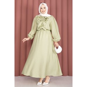 Ensemble deux pièces en tissu crêpe vert olive, taille XXS/XS, jupe à volants, tenue pour les saisons printemps/été - Product Image 1
