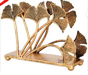 Servilletero con acabado dorado de aluminio y metal de último diseño con diseño de flor plateada para restaurante y bar de hotel - Product Image 5