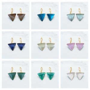 Boucles d'oreilles pendantes en forme de triangle en argent 925 Onyx vert-Boucles d'oreilles crochet pour femmes-Bijoux en gros - Product Image 2