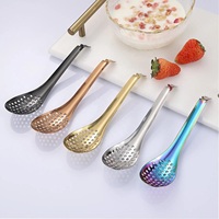 Cuillère de chef en acier inoxydable de qualité supérieure, manche en bois noir, légère, pour servir des Rochers, pour saucer, passe au lave-vaisselle