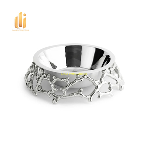 Cuenco decorativo de acero inoxidable para mascotas con soporte de rama de mariposa dorada, cuenco de fruta de lujo moderno, cuenco para aperitivos, regalo de decoración del hogar - Product Image 5