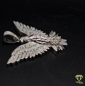 925 argent Sterling plaqué or VVS laboratoire cultivé diamant américain ailé aigle Hiphop pendentif fait main pour hommes chaîne bijoux - Product Image 5