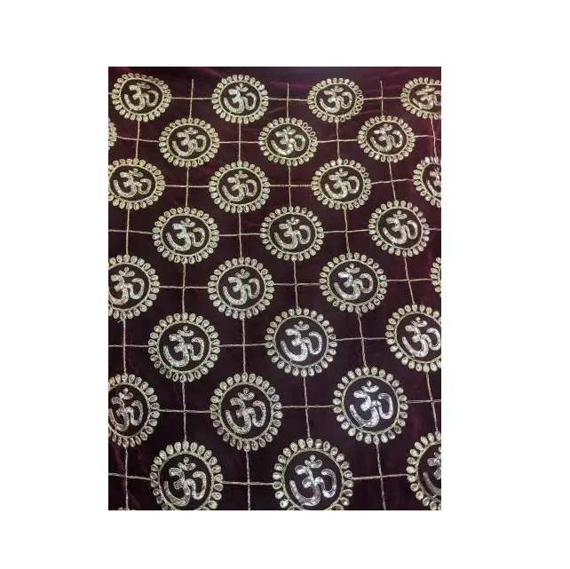 Texturas suaves, materia prima textil, bordado de tela de terciopelo para ropa y proveedor de exportador indio