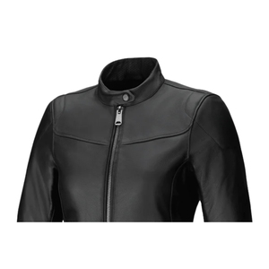 Veste de moto en peau de mouton véritable de qualité supérieure pour femmes, sur mesure, finition en laine, fermeture éclair, design imprimé uni, coupe-vent - Product Image 4