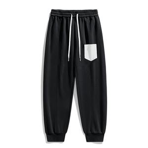 กางเกงสเวตเตอร์เอวสูงผ้าแคนวาสสำหรับผู้ชายใส่ได้ทุกวันมีสายรัดเอวยางยืดและมีกระเป๋ามีซิปขนาด XL สวมใส่สบาย - Product Image 1