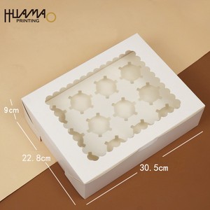 Caja para cupcakes Huamao de papel blanco con ventana transparente en tamaños 1/2/4/6/8/12, caja para cupcakes de calidad alimentaria con logo personalizado para bodas y fiestas - Product Image 6