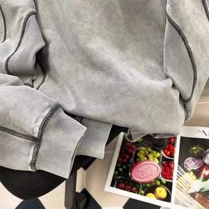 Sudadera con Capucha de Moda Urbana Vintage de Invierno para Hombre y Mujer, Chaqueta de Alta Gama con Costuras en Contraste, Cuello Redondo, 100% - Product Image 5