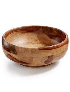 Cuencos para servir de madera natural de dos tonos, tazas para servir hechas a mano, plato, mesa de ensalada, cuencos para servir, a la venta, suministros indios - Product Image 4