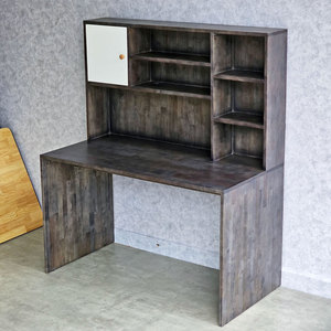FD68055 Solid Wood Study <b>Desk</b> Bookshelf Drawer 120x60x140cm Laptop PC Table for Bedroom Hotel <b>Simple</b> Design Style-Rubber Wood - Product Image 3