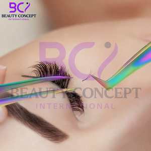 Pince à épiler légère en acier inoxydable faite à la main greffe droite et incurvée arc-en-ciel pour l'extension de cils de soins personnels pointe pointue - Product Image 2