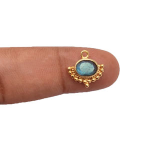 Colgantes finos chapados en rodio de Plata de Ley 925 Vermeil de 18K, colgante de ágata musgosa de 8x6mm, abalorio de piedra ovalada de corte Normal - Product Image 5