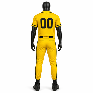 Conjunto de Uniforme de Béisbol Transpirable de Secado Rápido Amarillo para Hombre, Ropa Deportiva de Equipo de Poliéster, Sublimación OEM - Product Image 2