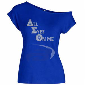 Camiseta Moderna Romántica con Hombros Descubiertos y Diseño de Pedrería de la Hermandad Delta Sigma Theta, para Fiestas de Verano, con Logotipo Frontal Personalizable - Product Image 1