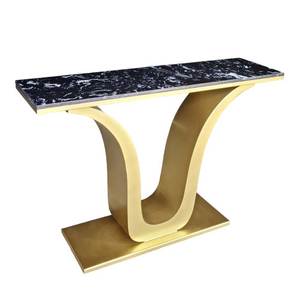 Modern Wabi-Sabi <b>Console</b> Table 120x30x85cm Marble Stone Top Iron Legs Mirrored Feature for Villa Living Room Bedroom Hotel Use - Product Image 2