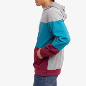 Sudadera con capucha para hombre de alta calidad, estilo panel de color, con bolsillos tipo canguro, cordón ajustable y capucha, a bajo precio. - Product Image 2