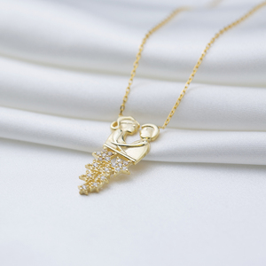 Couble Stars Design Clear Zircon Stone Charm Necklace Pendant Turkish Wholesale Handmade 925 Sterling Silver Jewelry - Product Image 2
