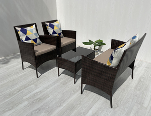 4P00017 Juego de sillas de mimbre para exteriores, muebles de patio de 4 piezas para jardín, balcón, porche, sala de estar para conversación - Product Image 4