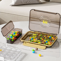 Organisateur de pilules hebdomadaire portable, boîte de rangement de médicaments transparente à plusieurs compartiments, boîte de rangement de pilules pour dose quotidienne