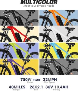 Vélo Électrique de Course pour Adultes - VTT Léger 21 Vitesses avec Batterie Amovible 375Wh et Puissance Maximale 1000W/750W - Vente Flash - Product Image 2