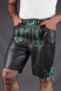 Pantalones Cortos de Cuero Estilo Bávaro Alemán para Hombre, Diseño Personalizado, Color Negro, Estilo Casual de Última Moda, Cintura Media - Product Image 3