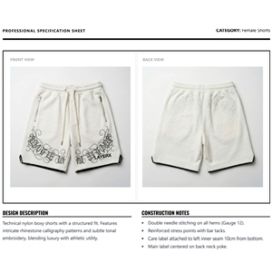Shorts Bermuda en nylon lourd personnalisés pour femmes, logo en strass, streetwear, coupe régulière, taille haute, gym, sport, été, demi-pantalon - Product Image 6