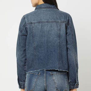 Chaqueta Vaquera de Algodón Transpirable para Mujer con Logotipo Personalizado, Manga Larga, Bolsillos, Estilo Moderno, Forro de Nailon - Product Image 3