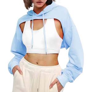 Sudadera corta con capucha para mujer Sudadera de manga larga Jersey transpirable cómodo Sudaderas con capucha cortas para mujer - Product Image 3