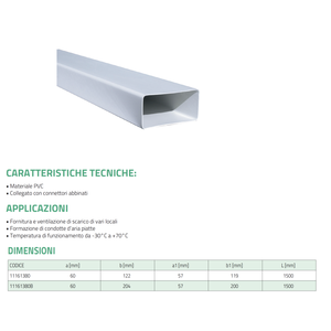 Tubería Rectangular de PVC Tecnosystemi para Sistemas HVAC, Succión y Ventilación Eficientes - Product Image 3