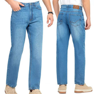 Customized Premium Stretch Breathable Woven 100% Cotton Mid <b>Waist</b> Straight Casual Denim <b>Jeans</b> <b>Men's</b> Fashion - Product Image 4