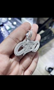 Nuevo Colgante de Plata 925 con Letras Personalizadas y Diamantes de Imitación, Pasa el Test de Diamantes, Joyería Hip Hop - Product Image 4