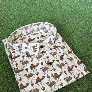 เสื้อเชิ้ตแขนสั้นผู้ชายผ้าฝ้ายออร์แกนิคทรงเข้ารูป พิมพ์ลายดิจิทัล ราคาขายส่ง ผ้าฝ้าย ไม่ยับ สวมใส่สบาย - Product Image 1