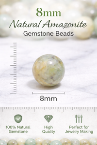 Perles en gros Beadsnfashion, perles en amazonite naturelle de 8 mm, fournitures de haute qualité pour la fabrication de bijoux DIY, bracelets, colliers, boucles d'oreilles - Product Image 2