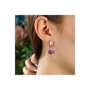 Pendientes Azuris de Plata de Ley 925 con Amatista y Detalles en Oro Rosa, Hechos en Turquía - Product Image 1