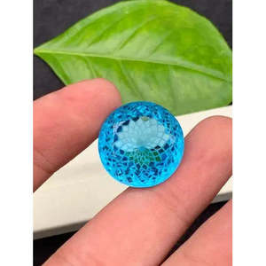 Topaze naturelle suisse bleue sans défaut de qualité AAA+ 29,8 carats certifiée GIE, taille ronde, pierre précieuse non montée, Gem141 - Product Image 1