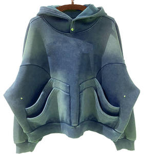 เสื้อฮู้ดสวมหัวสีกรดพลอยเทียมเสื้อสเวตเชิ้ตมีกระเป๋าสองกระเป๋าสำหรับผู้ชายเสื้อผ้าแนวสตรีทสำหรับฤดูหนาว - Product Image 2