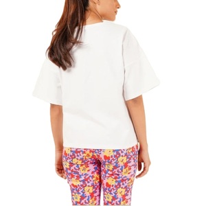 Camiseta de algodón ligera personalizada al por mayor para mujer, camiseta de verano con hombros caídos de gran tamaño para gimnasio, camiseta informal OEM - Product Image 6