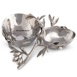 ชามตกแต่งลายฉลุโลหะอะลูมิเนียมคลาสสิกธรรมชาติ รูปทรงไม่ซ้ำใคร ชุบทอง - Product Image 2